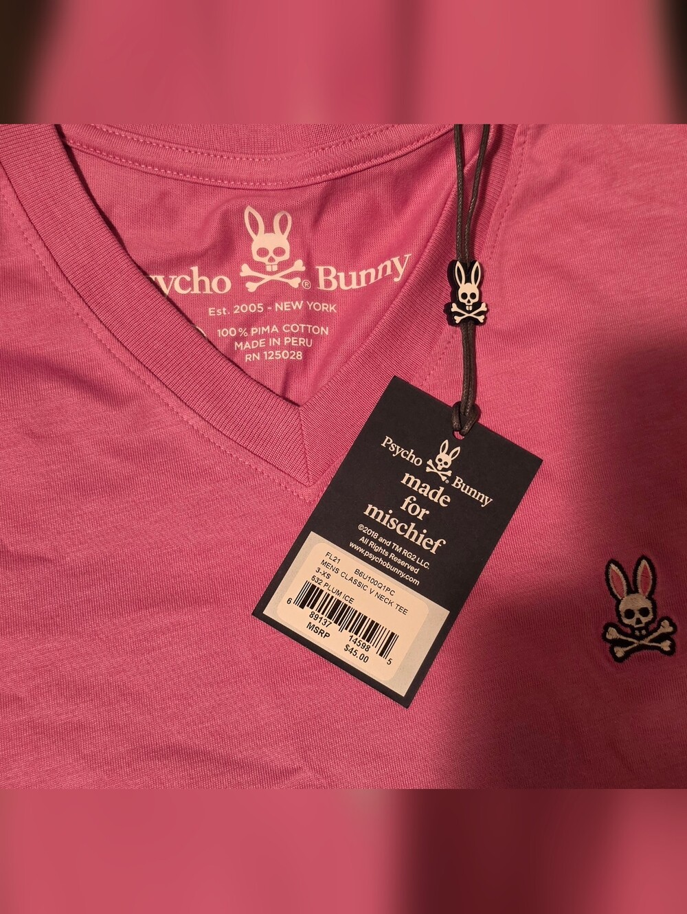 Psycho Bunny Pink Logo Tee